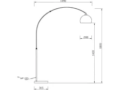 OZAIA Staande Lamp-Grote Staande Lamp Met Boog Art Deco Ombrage - Metaal En Marmer - H. 180 Cm - Koperkleur
