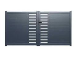 EXPERTLAND Hekjes & Poorten-Halfopengewerkte Aluminium Elektrische Draaipoort Met Motief B300 X H164 Cm Antraciet Orist Ii