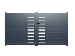 EXPERTLAND Hekjes & Poorten-Halfopengewerkte Aluminium Draaipoort Met Motief B350 X H179 Cm Antraciet Orist Ii