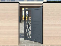 EXPERTLAND Hekjes & Poorten-Halfopengewerkte Aluminium Draaipoort Met Motief B100 X H164 Cm Antraciet Labrit Ii