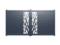 EXPERTLAND Hekjes & Poorten-Halfopengewerkte Aluminium Draaipoort Met Motief B350 X H179 Cm Antraciet Labrit Ii