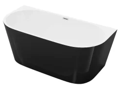 Shower & Design Halfvrijstaand Bad-Halfvrijstaand Bad - 175 Liter - 130 X 71,5 X 58 Cm - Glanzend Zwart - Acryl - Divina