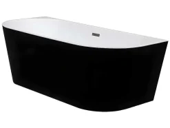 Shower & Design Halfvrijstaand Bad-Halfvrijstaand Bad Divina -245L - 170 X 75 X 58Cm - Glanzend Zwart - Acryl - Divina