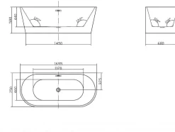 Shower & Design Halfvrijstaand Bad-Halfvrijstaand Bad Divina -245L - 170 X 75 X 58Cm - Glanzend Zwart - Acryl - Divina
