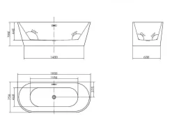 Shower & Design Halfvrijstaand Bad-Halfvrijstaand Bad Divina -200L - 150X75X58Cm - Wit