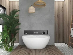 Shower & Design Halfvrijstaand Bad-Halfvrijstaand Ovaal Bad - 197 Liter - 151 X 94 X 60 Cm - Wit - Acryl - Pagrus
