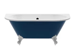 Shower & Design Halfvrijstaand Bad-Halfvrijstaand Retro Acrylbad Op Adelaarspoten Blauw (Glanzend) 154 Liter 150 X 74 X 61 Cm Bolisa
