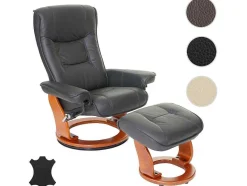 Vente-unique Fauteuil Leer-Halifax Fauteuil, Zwart, Honingkleurig