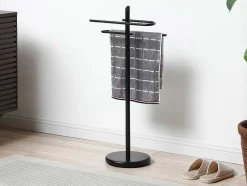 Vente-unique Accessoires & Spiegels-Handdoekhouder Van Zwart Metaal - 2 Stangen - Benosi
