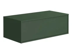 Vente-unique Badkamermeubel Met Enkele Wastafel-Hangend Badkamermeubel Groen En Wit Met Enkele Wastafel En Twee Laden - 94 Cm - Teana Ii