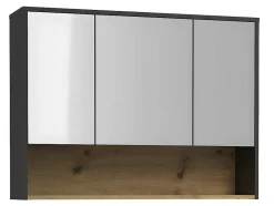 Vente-unique Dubbele Wastafel-Hangend Badkamermeubel Met Dubbele Wastafel En Spiegelkast - Antraciet - 120 Cm - Yangra