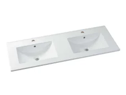 Vente-unique Dubbele Wastafel-Hangend Badkamermeubel Met Inbouwwastafel - Lichte Naturel En Zwart - 120 Cm - Lannick