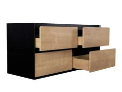 Vente-unique Dubbele Wastafel-Hangend Badkamermeubel Met Inbouwwastafel - Lichte Naturel En Zwart - 120 Cm - Lannick