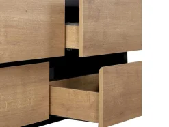 Vente-unique Dubbele Wastafel-Hangend Badkamermeubel Met Inbouwwastafel - Lichte Naturel En Zwart - 120 Cm - Lannick