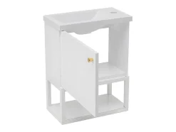 ModernLuxe Badkamermeubel Met Enkele Wastafel-Hangend Badkamermeubel Met Ingebouwde Wastafel - 1 Deur En 1 Open Metalen Plank - Wit (Kraan Niet Inbegrepen)