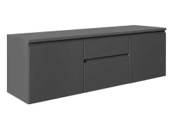 Vente-unique Dubbele Wastafel-Hangend Badkamermeubel Met Dubbele Wastafel - Grijs - 150 Cm - Jimena Ii