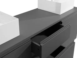 Vente-unique Dubbele Wastafel-Hangend Badkamermeubel Met Dubbele Wastafel - Grijs - 150 Cm - Jimena Ii