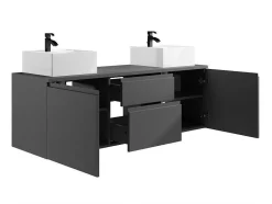 Vente-unique Dubbele Wastafel-Hangend Badkamermeubel Met Dubbele Wastafel - Grijs - 150 Cm - Jimena Ii