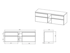 Vente-unique Dubbele Wastafel-Hangend Badkamermeubel Met Dubbele Wastafel En Spiegels - Grijs - 150 Cm - Magdalena Ii
