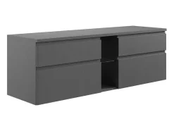 Vente-unique Dubbele Wastafel-Hangend Badkamermeubel Met Dubbele Wastafel En Spiegels - Grijs - 150 Cm - Magdalena Ii