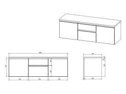 Vente-unique Dubbele Wastafel-Hangend Badkamermeubel Met Dubbele Wastafel En Spiegels - Grijs - 150 Cm - Jimena Ii
