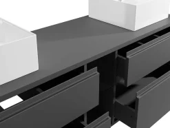 Vente-unique Dubbele Wastafel-Hangend Badkamermeubel Met Dubbele Wastafel - Grijs - 150 Cm - Magdalena Ii