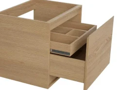 Vente-unique Badkamermeubel Met Enkele Wastafel-Hangend Badkamermeubel Met Opzet Wastafel Van Steen - Eiken Fineer - 60 Cm - Mesliva