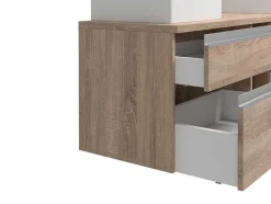 Vente-unique Dubbele Wastafel-Hangend Badkamermeubel Met Dubbele Wastafel - Natuurlijk Licht Kleur - 150 Cm - Magdalena Ii