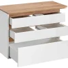 Vente-unique Badkamermeubel Met Enkele Wastafel-Hangend Badkamermeubel Met Wastafel - Naturel En Wit - 96 Cm - Anida