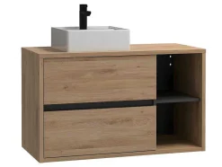 Vente-unique Badkamermeubel Met Enkele Wastafel-Hangend Badkamermeubel Met Enkele Wastafel - Naturel - 100 Cm - Purnal