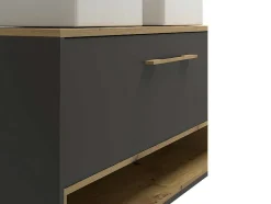 Vente-unique Dubbele Wastafel-Hangend Badkamermeubel Met Dubbele Wastafel - Antraciet - 120 Cm - Yangra