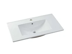 Vente-unique Badkamermeubel Met Enkele Wastafel-Hangend Badkamermeubel Met Ingebouwde Wastafel - Licht Naturel En Zwart - 80 Cm - Lannick