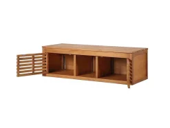 Vente-unique Dubbele Wastafel-Hangend Badkamermeubel Van Acaciahout Met Dubbele Wastafel - 130 Cm - Penebel