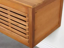 Vente-unique Dubbele Wastafel-Hangend Badkamermeubel Van Acaciahout Met Dubbele Wastafel - 130 Cm - Penebel