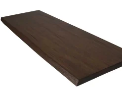 Vente-unique Muurkast Badkamer-Hangend Bureau Van Donker Teakhout Met Zwarte Beugels En Dubbele Wastafel - 150 X 50 Cm - Sukawati