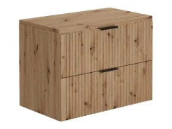 Vente-unique Badkamermeubel Met Enkele Wastafel-Hangend Geribbeld Badkamermeubel Met Wastafel Om Te Plaatsen - Licht Naturel - 80 Cm - Zevara