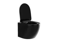 Vente-unique Hangend Toilet-Hangend Toilet Pakket In Glanzend Zwart Met Inbouwreservoir En Bedieningsplaat - Javoine