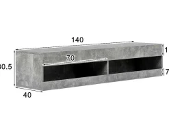 ModernLuxe Tv-Meubel-Hangend Tv-Meubel 140 Cm Met Led - Grijs