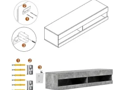 ModernLuxe Tv-Meubel-Hangend Tv-Meubel 140 Cm Met Led - Grijs