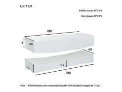 Vente-unique Tv-Meubel-Hangend Tv-Meubel - Glanzend Gelakt - Led'S - Spaanplaat - Wit