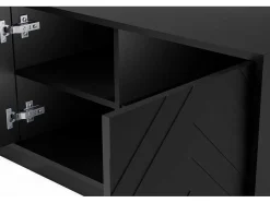 Vente-unique Tv-Meubel-Hangend Tv-Meubel Met 4 Deuren En 2 Nissen Van Mdf - Zwart - Redonia