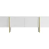 Vente-unique Tv-Meubel-Hangend Tv-Meubel Met 4 Deuren Van Mdf - Wit En Goud - Luvonia