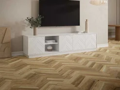 Vente-unique Tv-Meubel-Hangend Tv-Meubel Met 4 Deuren En 2 Nissen Van Mdf - Wit - Redonia