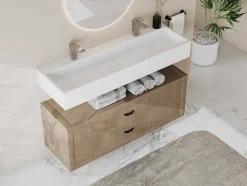 Shower & Design Muurkast Badkamer-Hangend Wastafelblad - Wit - L120 X B40 X H15 Cm - Yamdrok