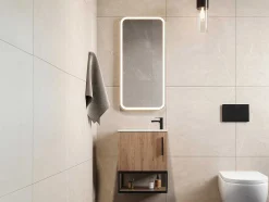 Vente-unique Toiletmeubel-Hangend Wastafelmeubel Met Nis - 40 Cm - Licht Naturel - Lopena