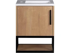 Vente-unique Toiletmeubel-Hangend Wastafelmeubel Met Nis - 40 Cm - Licht Naturel - Lopena