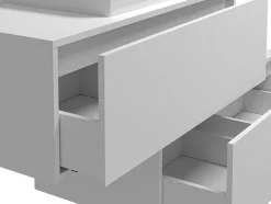 Vente-unique Badkamermeubel Met Enkele Wastafel-Hangende Badkamerkast In Wit Met Enkele Wastafel En Twee Lades - 94 Cm - Teana Ii
