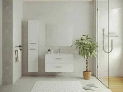 Vente-unique Badkamerkast-Hangende Badkamerkolom - 6 Planken - Wit - L30 X D25 X H160 Cm - Kayla