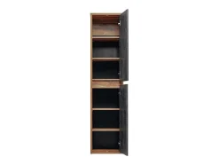 Vente-unique Badkamerkast-Hangende Badkamerkolom - Licht Naturel En Antraciet - H170 Cm - Tikitki