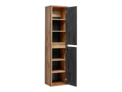 Vente-unique Badkamerkast-Hangende Badkamerkolom - Licht Naturel En Antraciet - H170 Cm - Tikitki